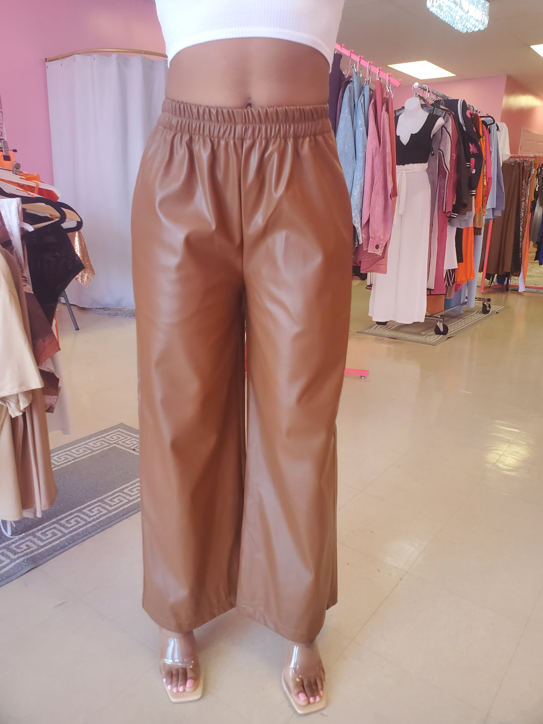 Janet Leather Pants (Camel)