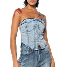 Load image into Gallery viewer, Cargo Bustier Denim Top
