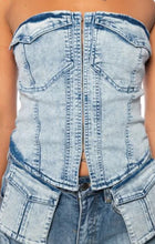 Load image into Gallery viewer, Cargo Bustier Denim Top
