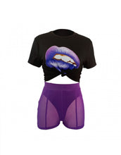 Load image into Gallery viewer, Purple Kisses Mesh Short Set
